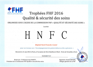 Diplome prix qualité et sécurité des soins FHF 2016